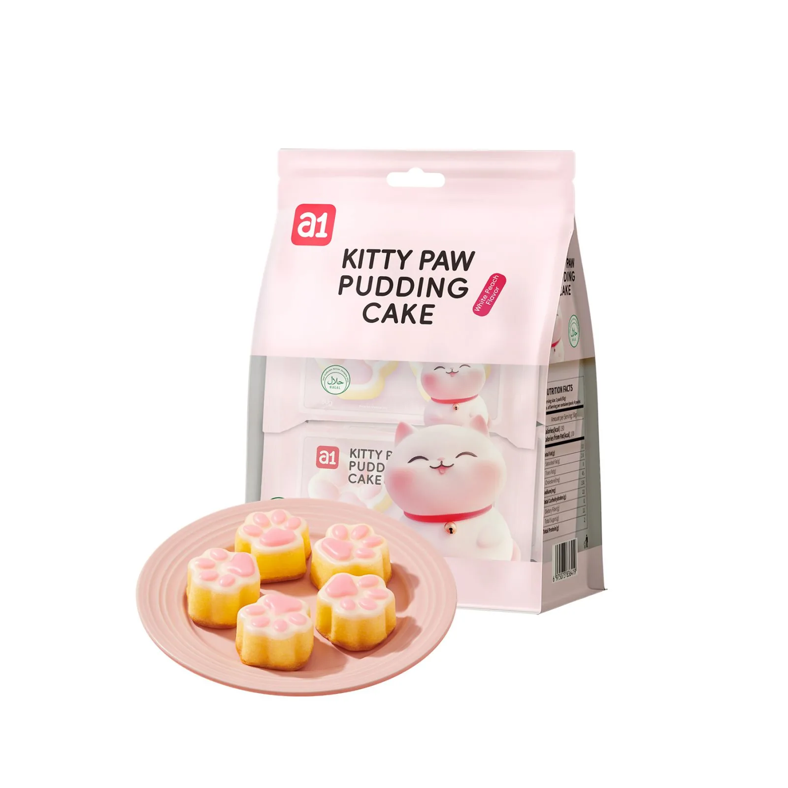 a1 Gâteau Pudding Patte de Chat, Saveur Pêche Blanche