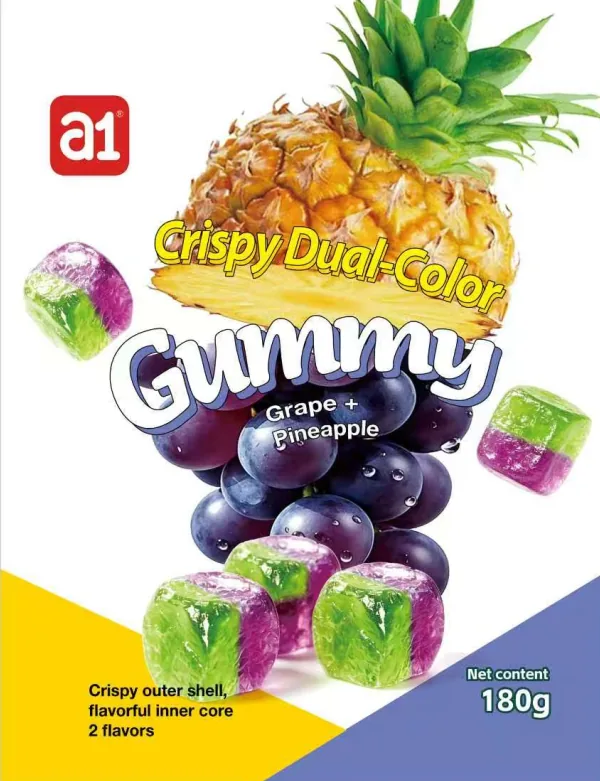 Gummy 4D Croustillante Bicolore (Raisin + Ananas)