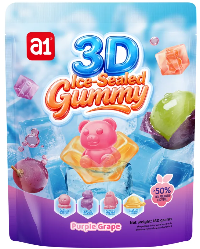 Gummy 3D Scellée dans la Glace (Raisin)