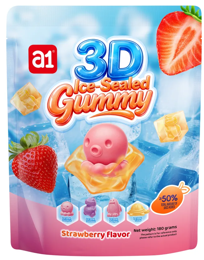Gummy 3D Scellée dans la Glace (Fraise)