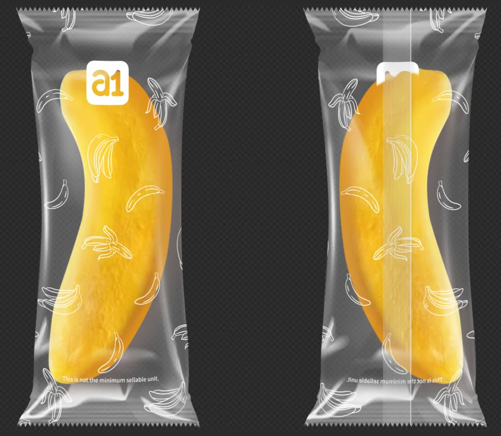 Pain banane a1 en film transparent — la couche barrière qui porte la mention ambiante de 6 mois