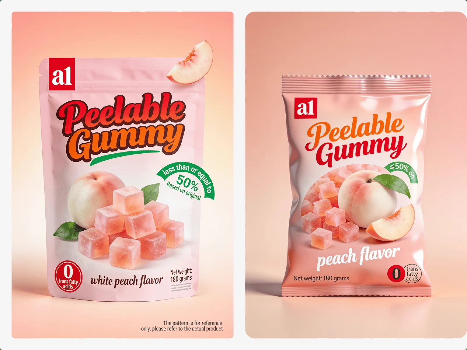 a1 Peelable Gummy pêche blanche — les tirages d'impression sont des jalons de la première commande